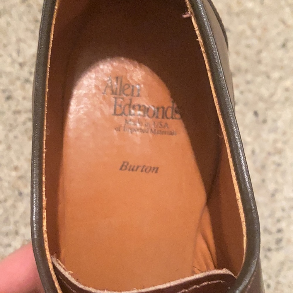 Size 7.5 EEE Allen Edmonds Burton Blucher Shoes Brown Leather - Picture 6 of 11